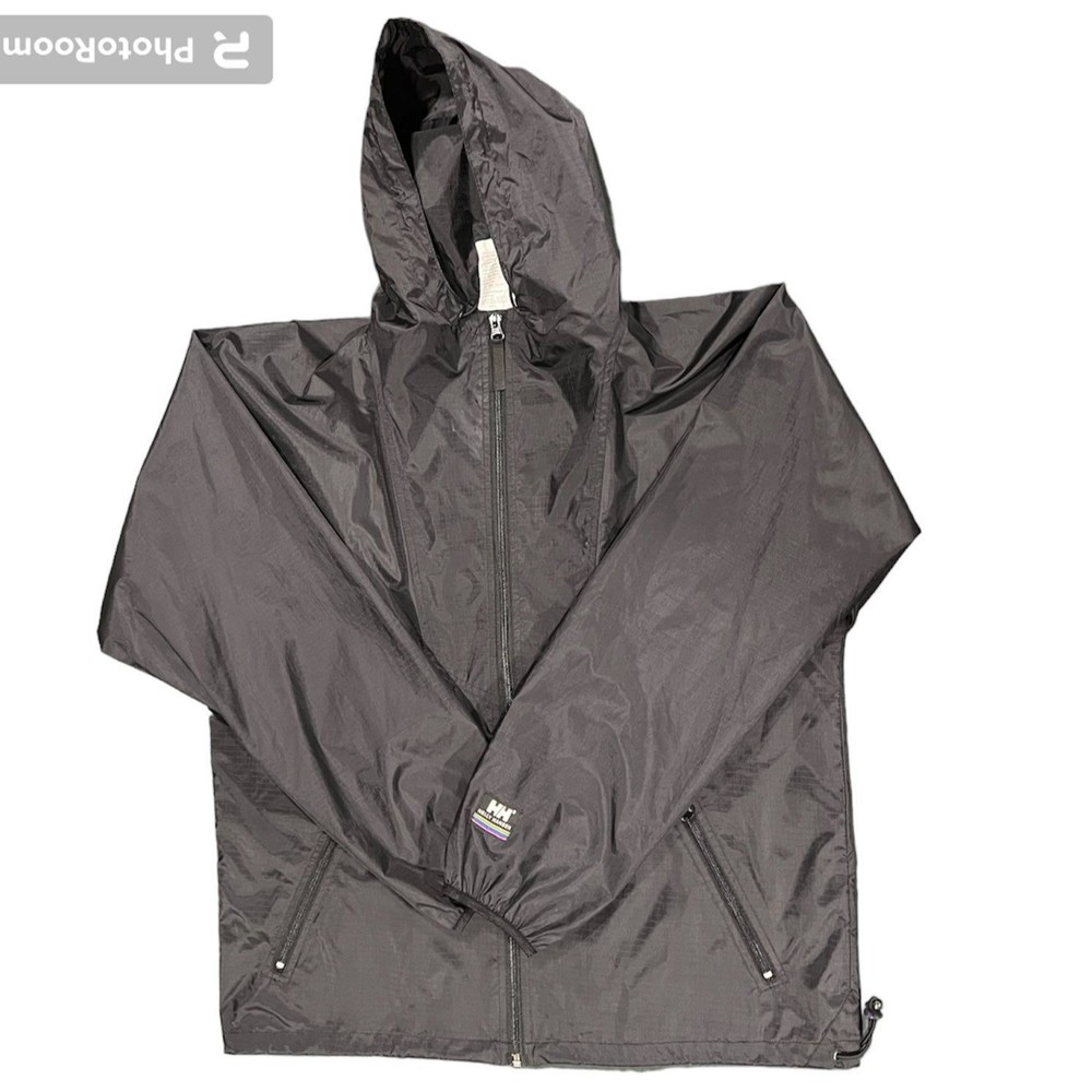 Helly Hanson Jacket Mens Small Black 100% Nylon Lightweight Hooded Windbreaker